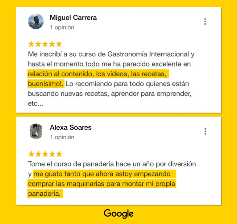 Testimonios de alumnos cursos online cocina